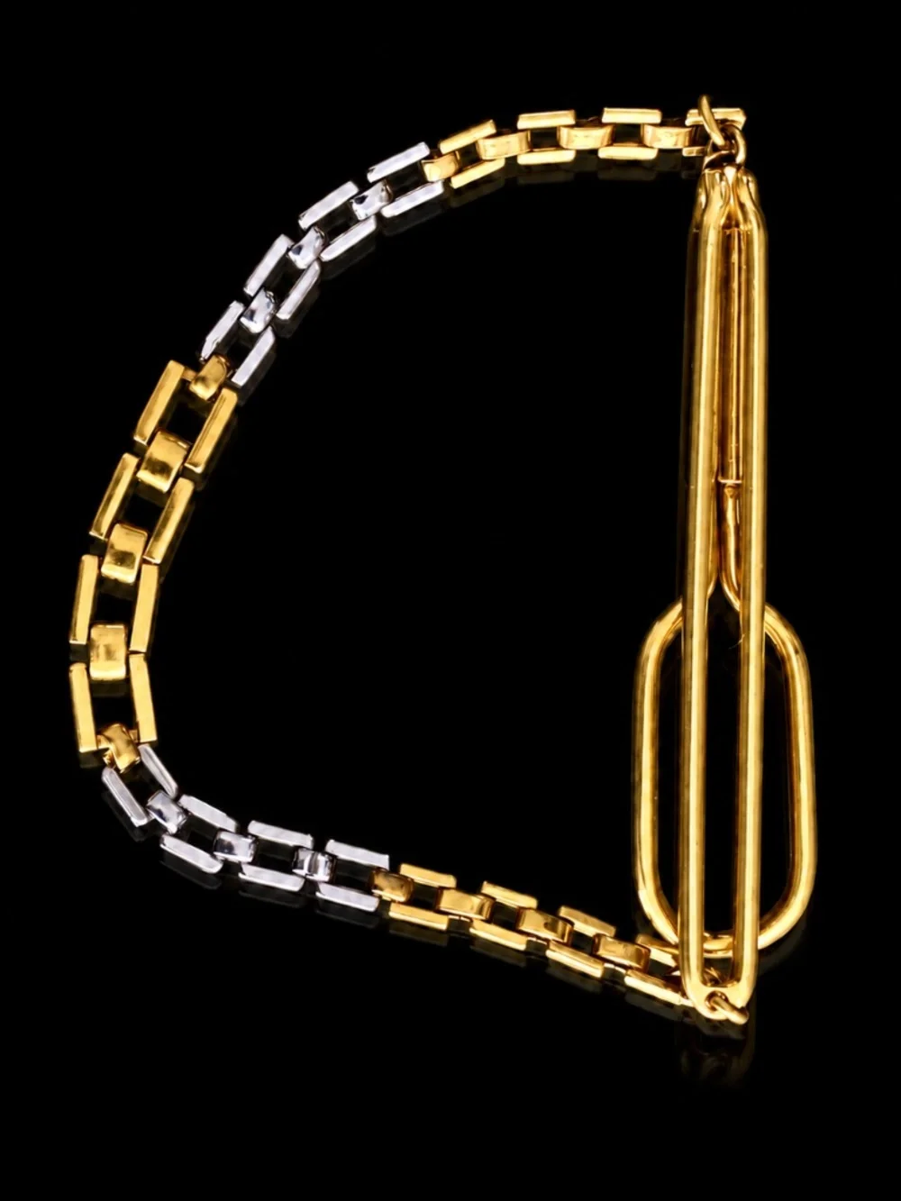 1930s Swank Tie Bar with Twist  Square Link Chain Rolled Gold Pat No 1865995